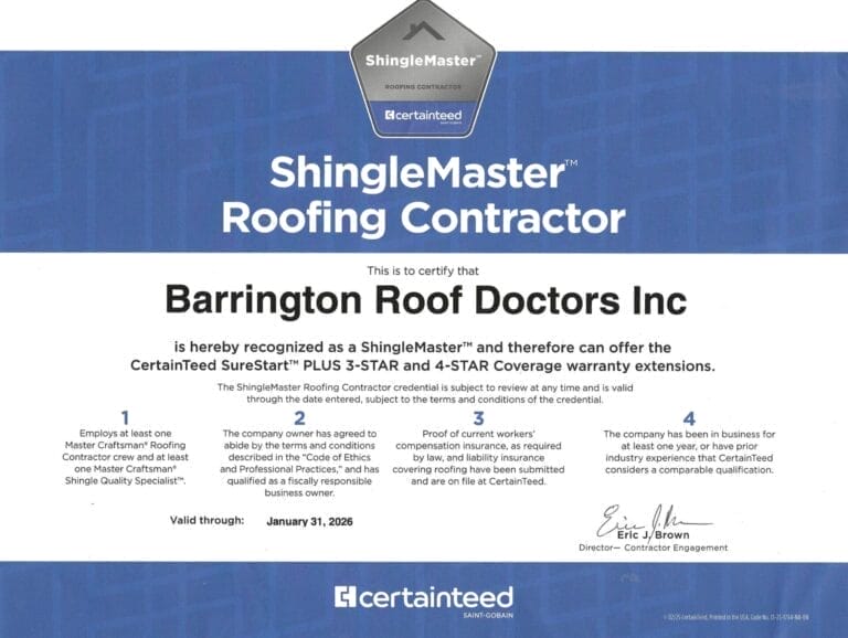 Shingle Master Roofing Contractor Certificate in Deerfield IL