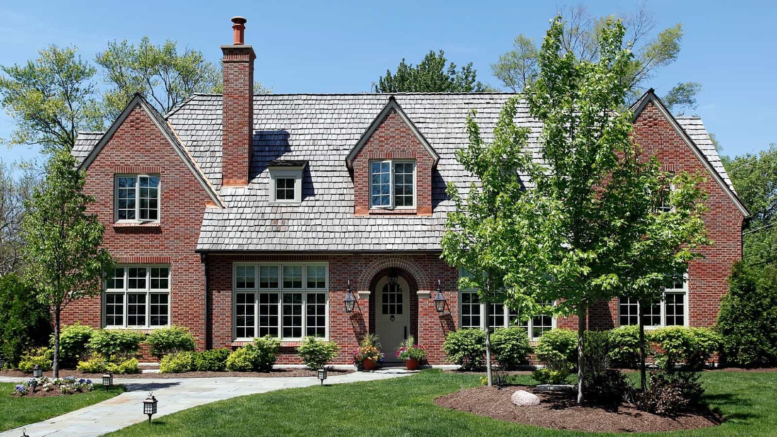 Home with cedar shingle roof